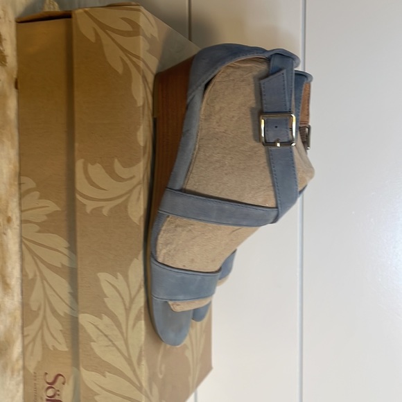 New - Sofft - Innis Women's Wedge Shoes - Blue Suede - Size 6M - Picture 2 of 8